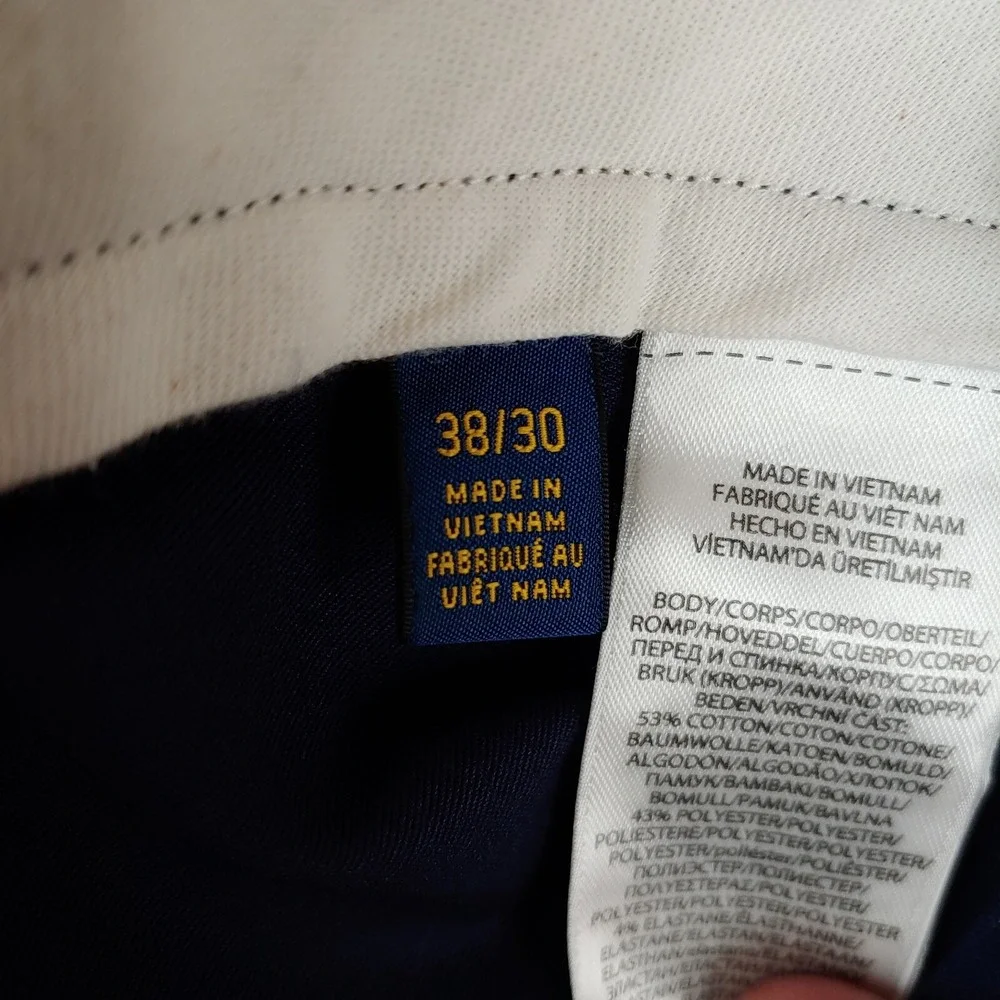 Polo Golf Ralph Lauren Pants Mens 38x30 Blue Tailored Fit Flat Front Preppy